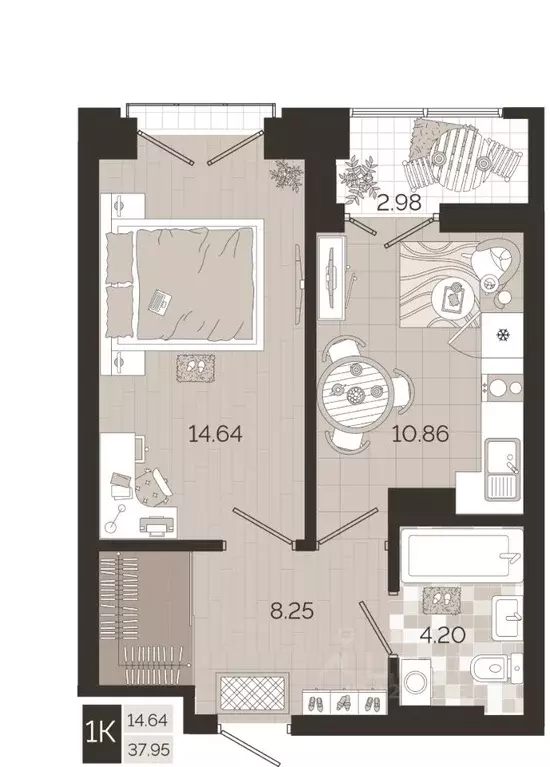 1-к кв. Новосибирская область, Новосибирск  (37.95 м) - Фото 0