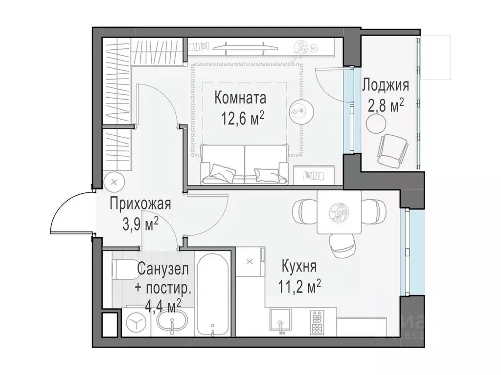 1-к кв. Московская область, Пушкино ул. Антона Ветчинова, 3к1 (33.64 ... - Фото 0