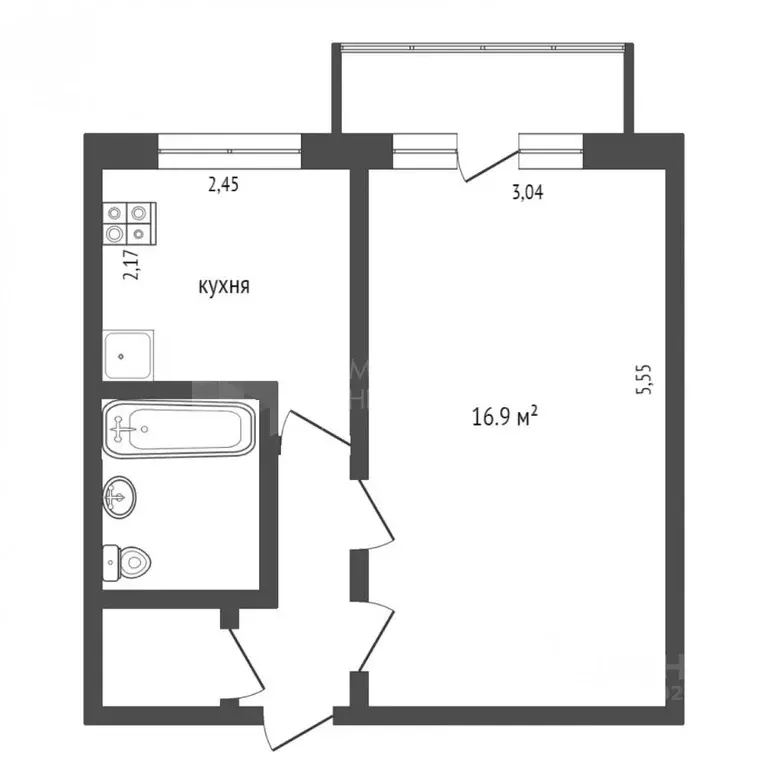 1-к кв. Тюменская область, Тюмень ул. Воровского, 25 (29.8 м) - Фото 2