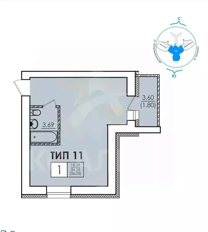 1-к кв. Коми, Сыктывкар Колхозная ул., 16 (36.0 м) - Фото 1