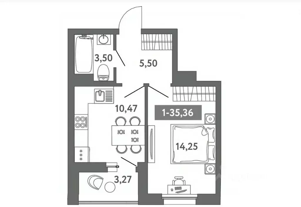 1-к кв. Санкт-Петербург ул. Чирикова, 5 (35.0 м) - Фото 1