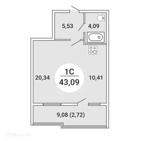 Продаётся квартира-студия, 43.08 м - Фото 0