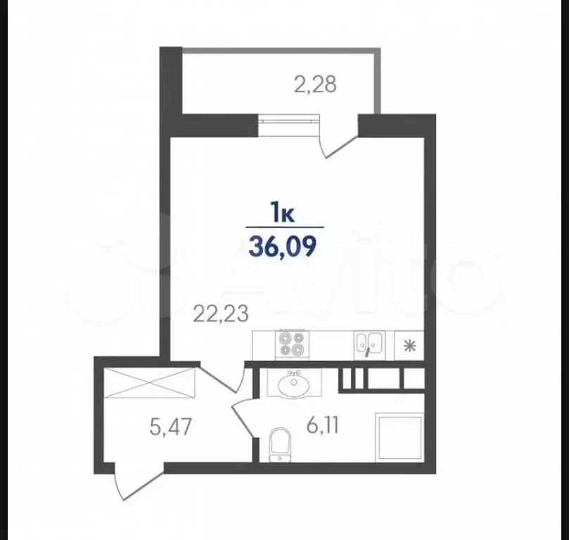 Квартира-студия, 37 м, 3/7 эт. - Фото 0