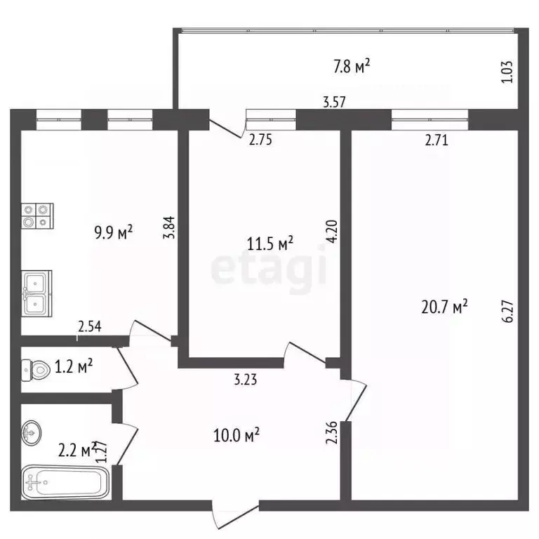 2-к кв. Саха (Якутия), Якутск ул. Рыдзинского, 18/9 (59.1 м) - Фото 1
