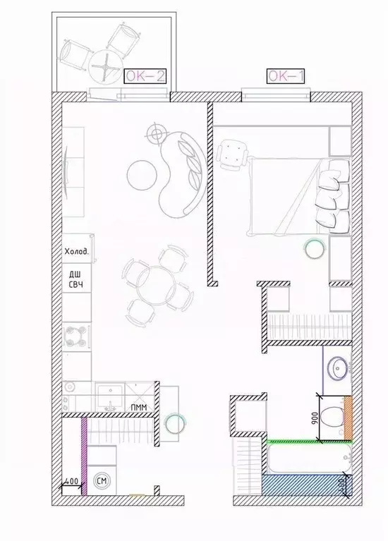 1-к кв. Липецкая область, Липецк Индустриальная ул., 60 (44.6 м) - Фото 2