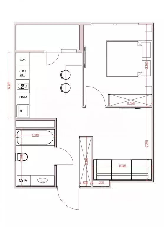 2-к кв. Кемеровская область, Кемерово ул. Веры Волошиной, 42 (38.0 м) - Фото 2