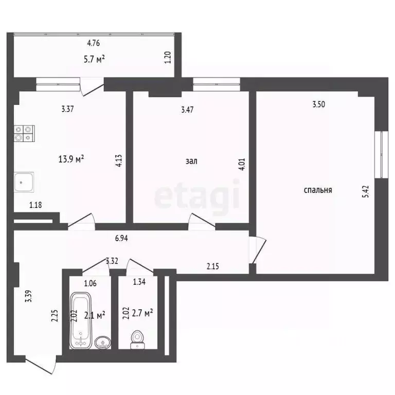 2-к кв. Тюменская область, Тюмень Широтная ул., 191 (61.3 м) - Фото 1