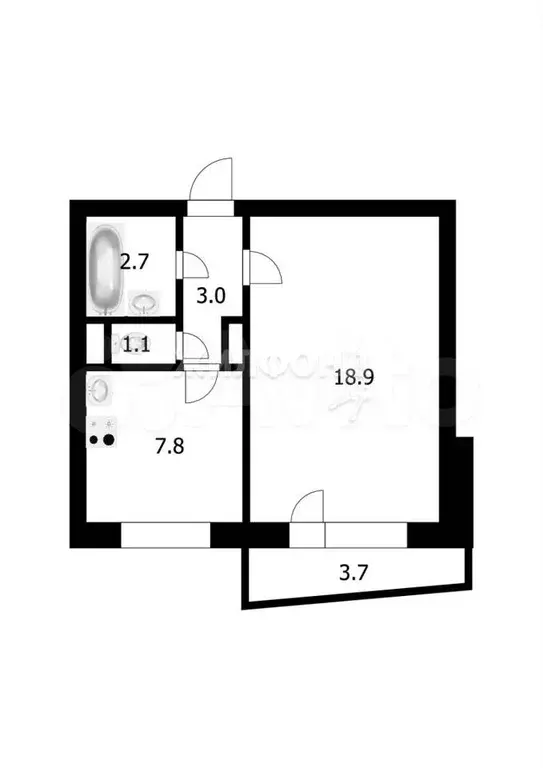 1-к. квартира, 33,5 м, 4/9 эт. - Фото 0