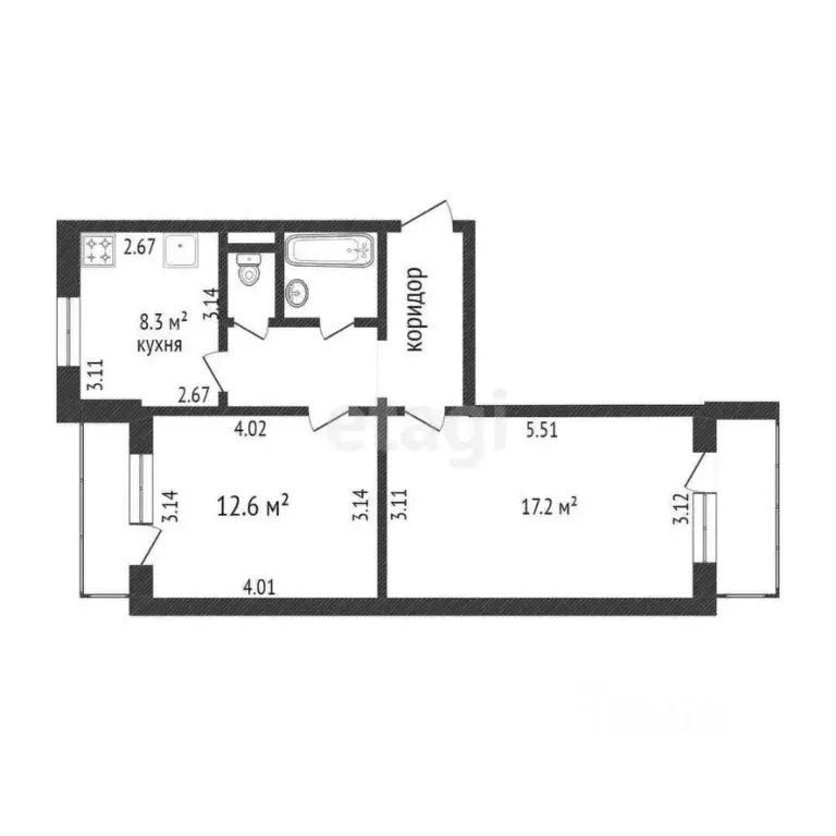 2-к кв. Белгородская область, Белгород бул. Строителей, 45а (51.2 м) - Фото 2