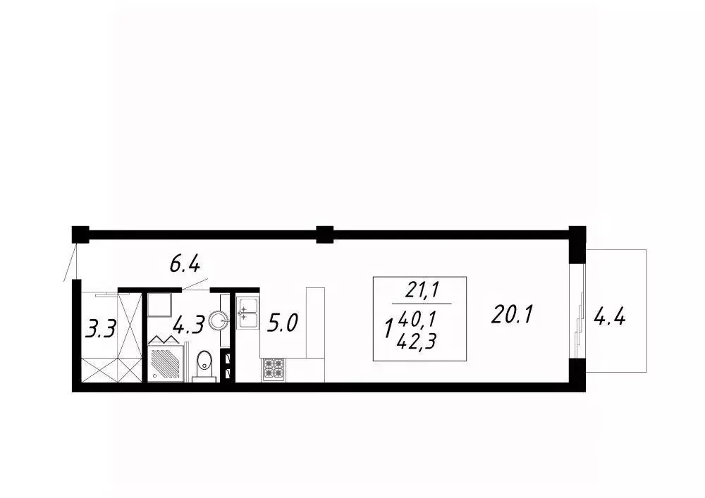 1-к кв. Ставропольский край, Ессентуки Озеро жилой комплекс (42.3 м) - Фото 1