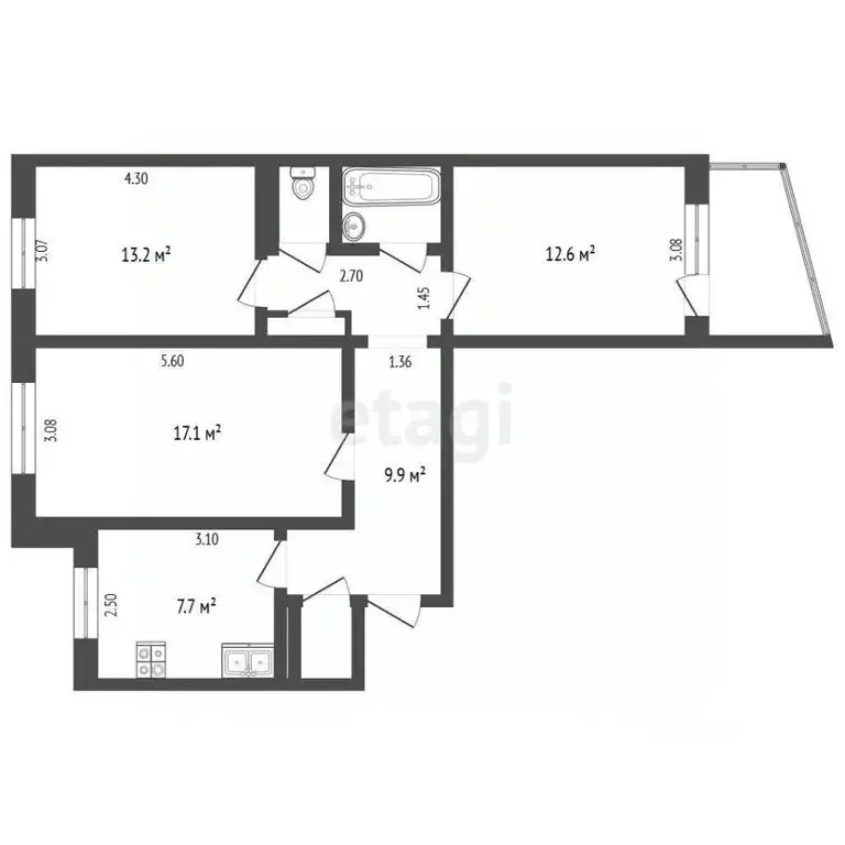 3-к кв. Орловская область, Орел ул. Маринченко, 23 (68.5 м) - Фото 1
