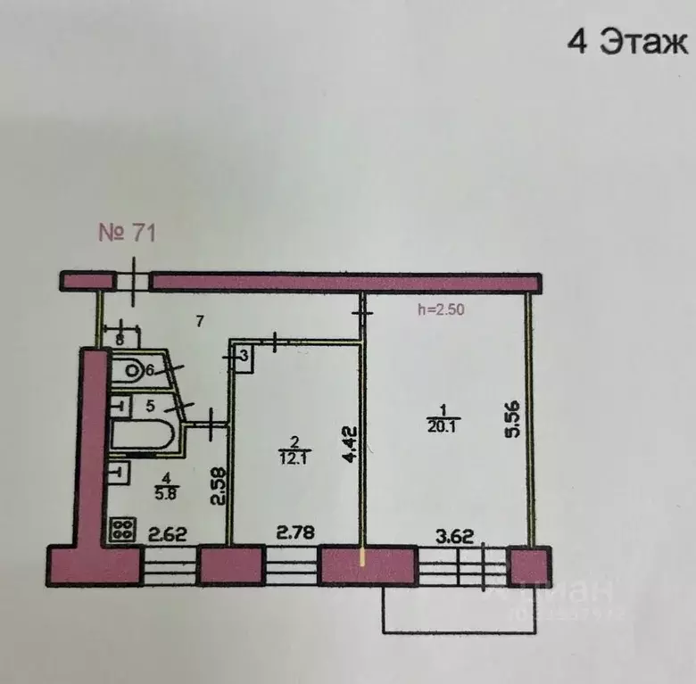 2-к кв. Ярославская область, Рыбинск ул. Энергетиков, 8 (49.7 м) - Фото 2