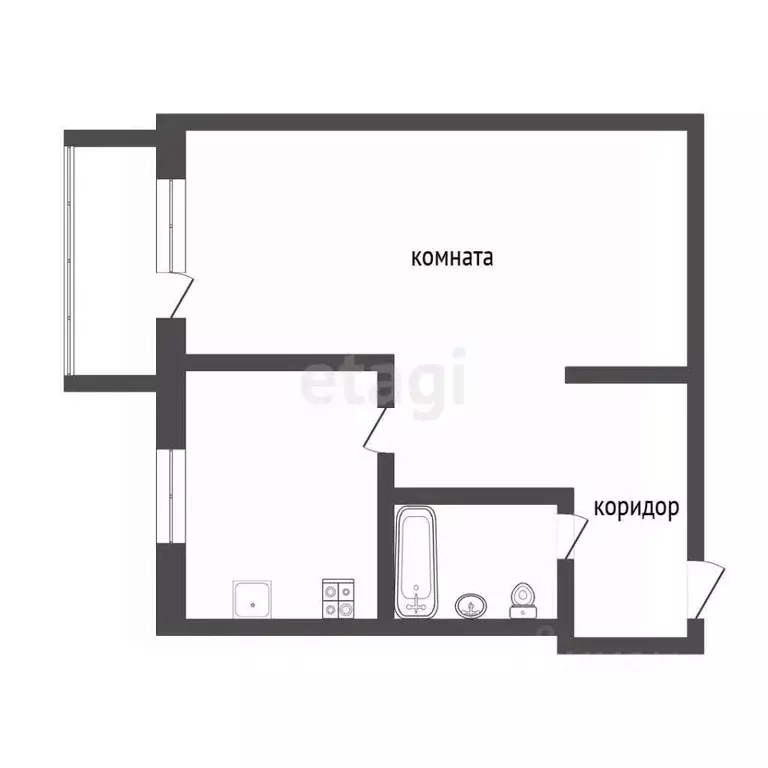 1-к кв. Тюменская область, Тюмень Рижская ул., 65 (32.8 м) - Фото 1