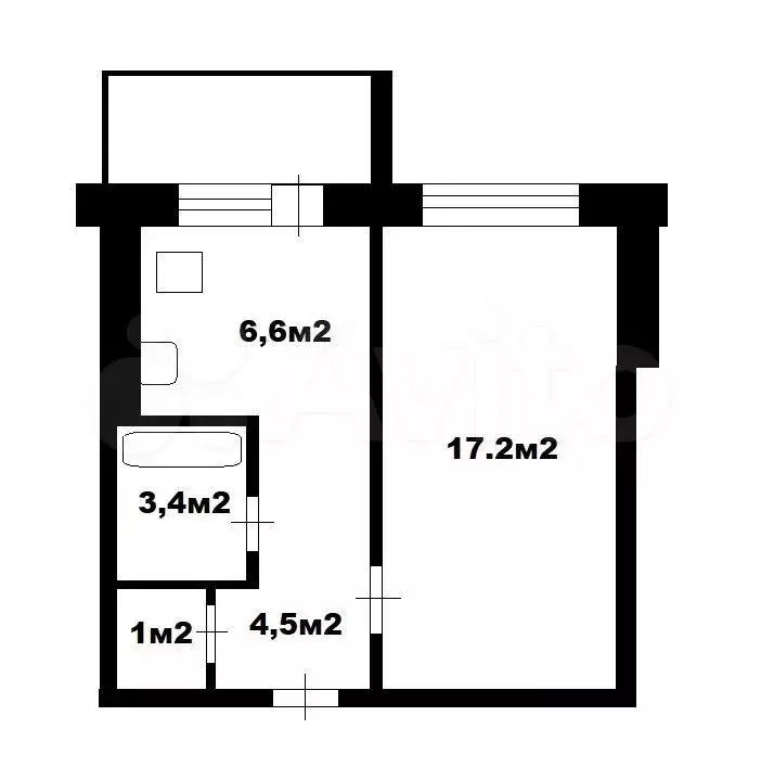 1-к. квартира, 35,4 м, 4/9 эт. - Фото 0