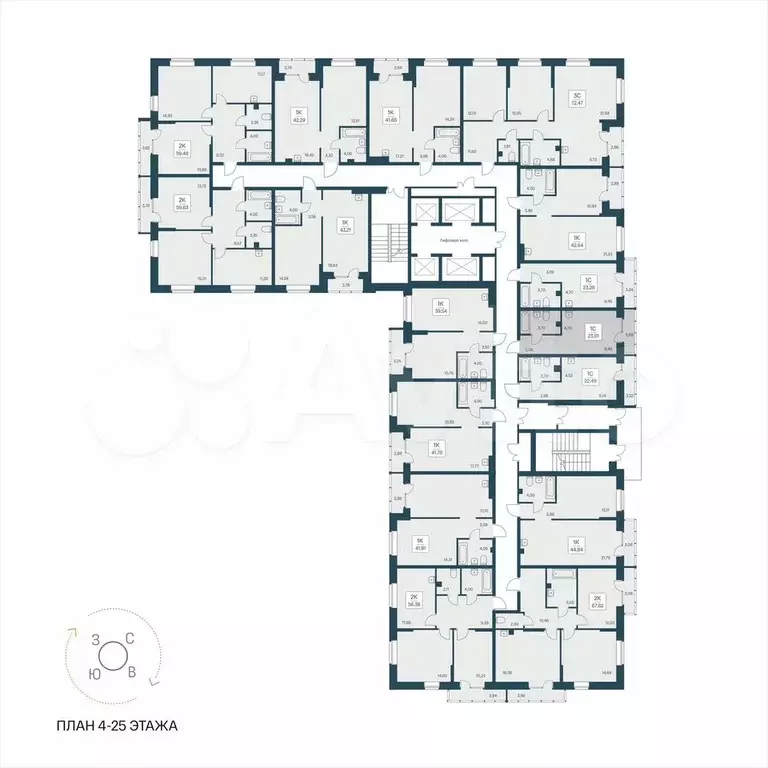 Квартира-студия, 23 м, 19/25 эт. - Фото 1