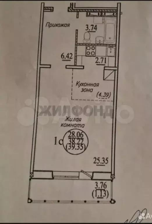 Квартира-студия, 39,4 м, 1/10 эт. - Фото 0