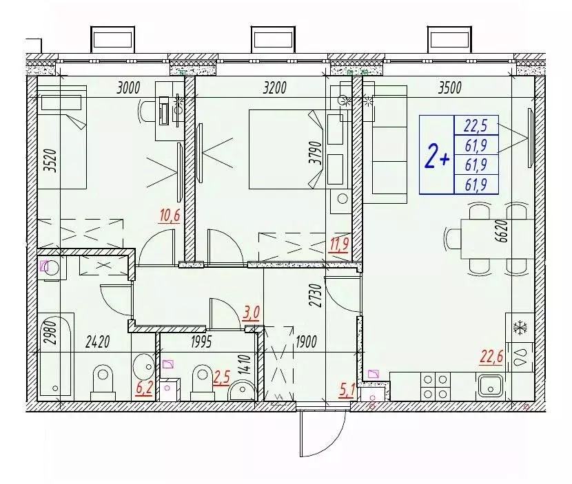 3-к кв. Астраханская область, Астрахань ул. Бэра, 29 (61.9 м) - Фото 0