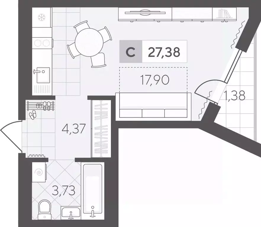 Студия Тюменская область, Тюмень Скандиа.Квартал в Комарово Парк жилой ... - Фото 1