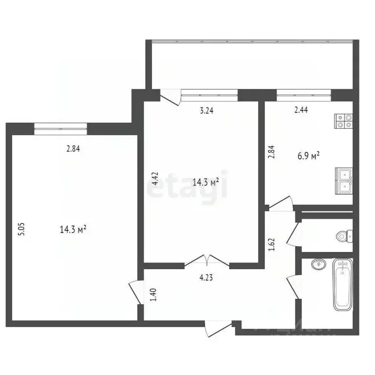 2-к кв. Тюменская область, Тюмень Ямская ул., 75к1 (46.7 м) - Фото 2