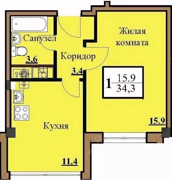 1-к кв. Ставропольский край, Ессентуки Северный мкр,  (34.3 м) - Фото 1