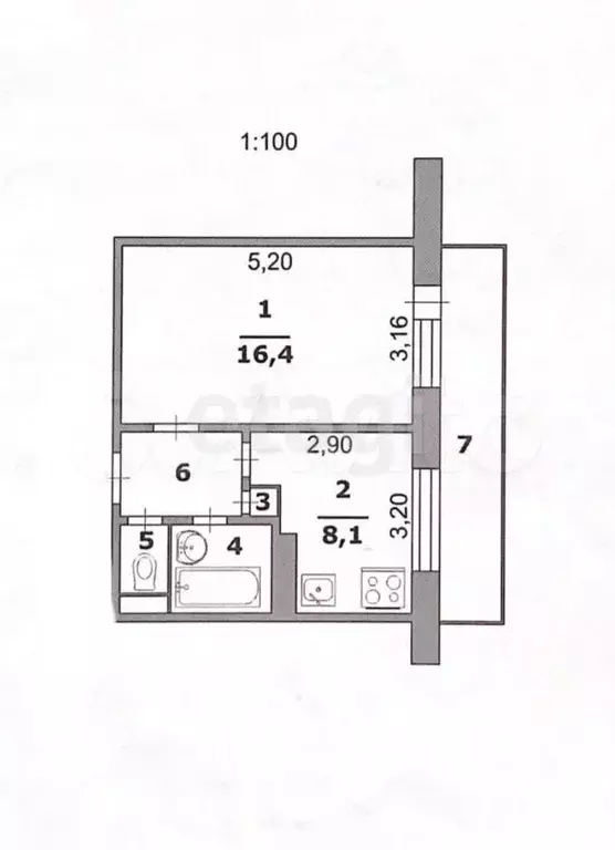 1-к. квартира, 33 м, 8/9 эт. - Фото 0