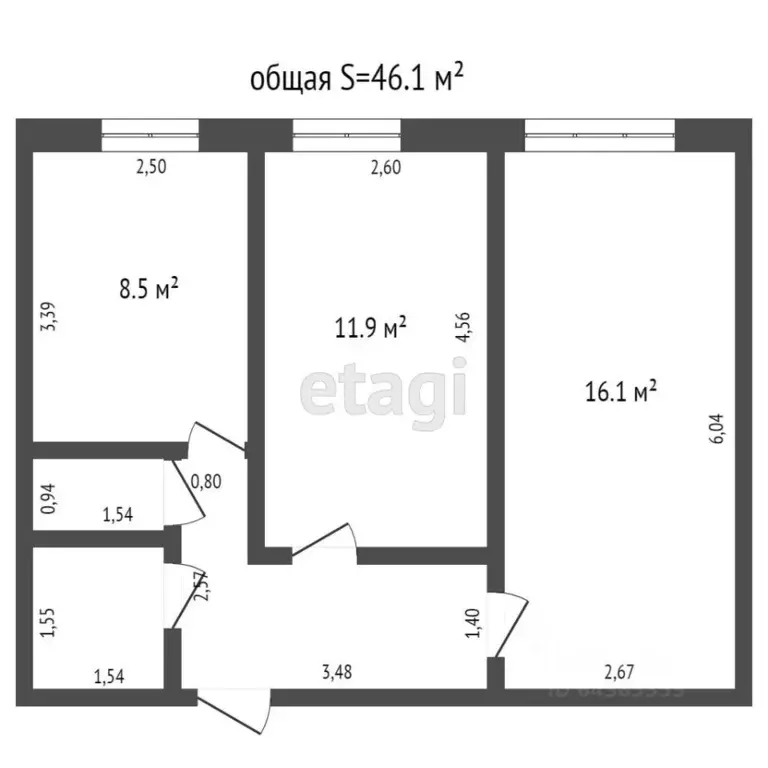 2-к кв. Алтайский край, Белокуриха ул. Академика Мясникова, 26 (46.4 ... - Фото 1