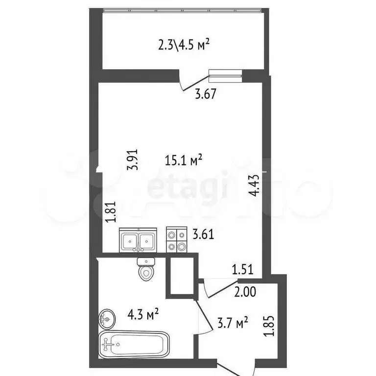 Квартира-студия, 23 м, 20/24 эт. - Фото 0