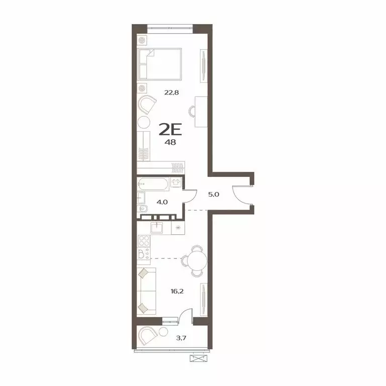 1-комнатная квартира: Владивосток, улица Коммунаров, 15к4 (48 м) - Фото 1