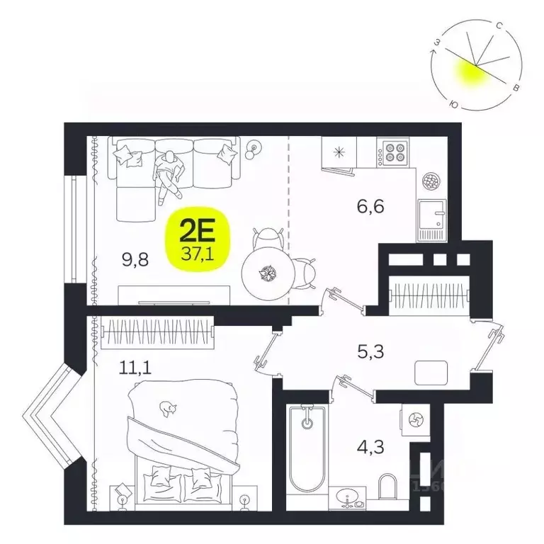 2-к кв. Свердловская область, Екатеринбург Южная Ботаника жилрайон, ... - Фото 1