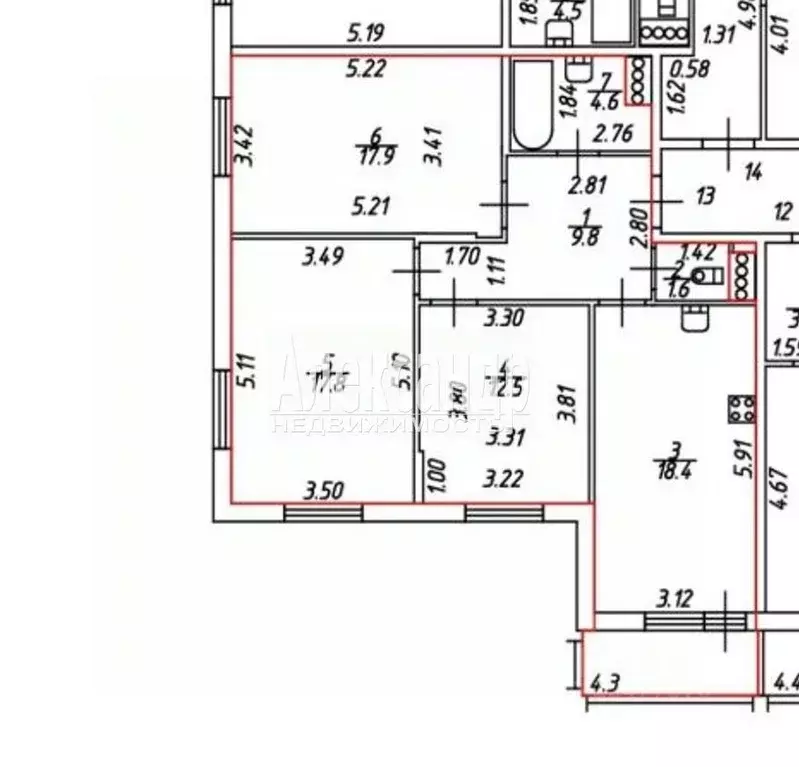 3-к кв. Санкт-Петербург пос. Шушары, просп. Старорусский, 8к1 (82.6 м) - Фото 2