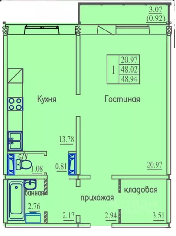 1-к кв. Новосибирская область, Новосибирск ул. В. Высоцкого, 140/1 ... - Фото 0