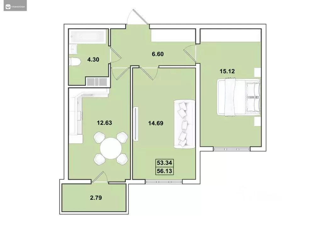 2-к кв. Иркутская область, Иркутск Ново-Ленино мкр,  (56.13 м) - Фото 1