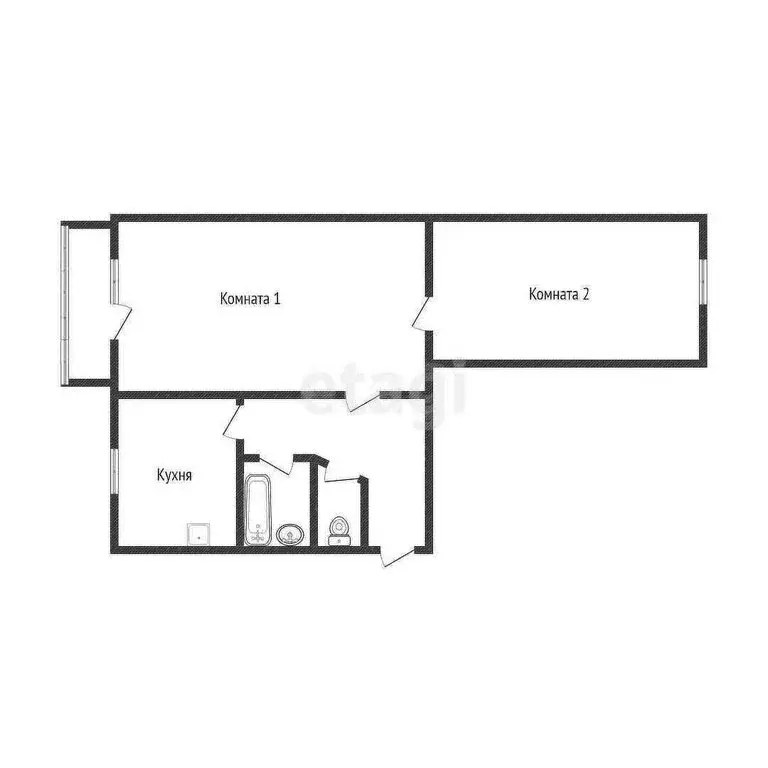 2-комнатная квартира: Аша, улица Озимина, 13 (44.8 м) - Фото 1