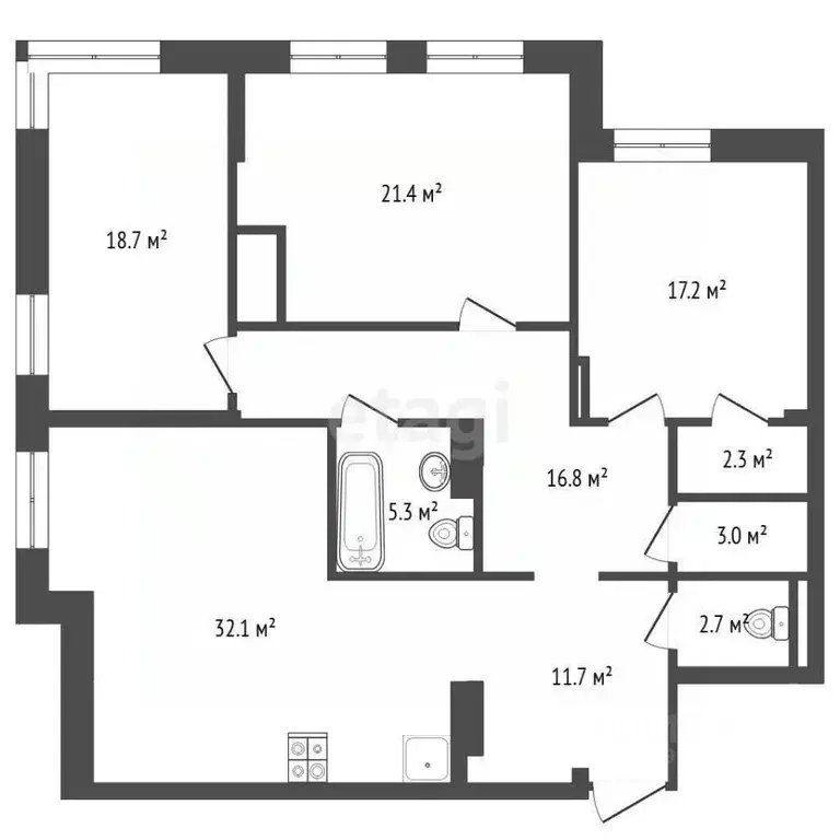 4-к кв. Тюменская область, Тюмень ул. Мельникайте, 30к2 (132.2 м) - Фото 2