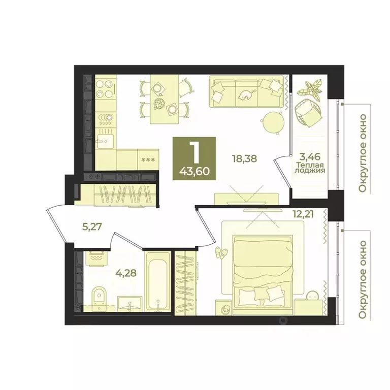 1-к кв. Свердловская область, Екатеринбург пер. Ударников, 33 (43.6 м) - Фото 1