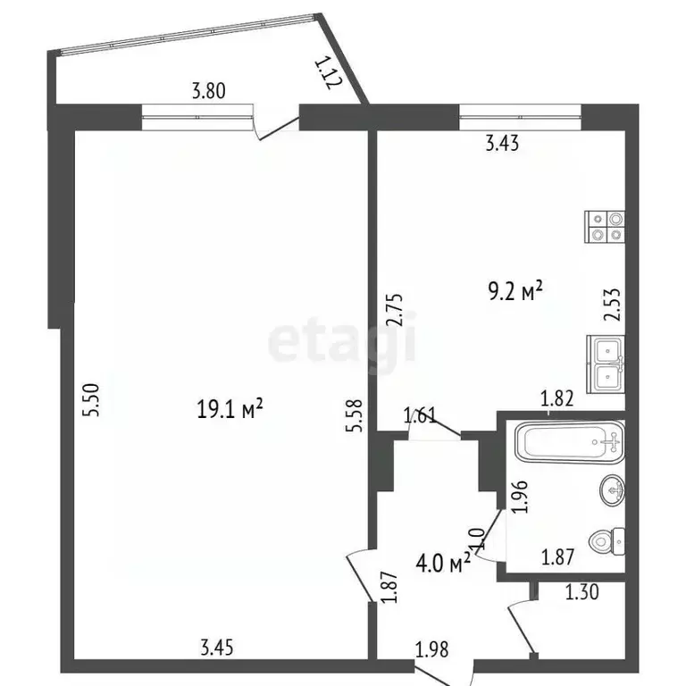1-к кв. Тамбовская область, Тамбов Мичуринская ул., 114 (36.7 м) - Фото 2