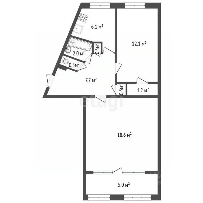 2-к кв. Севастополь просп. Октябрьской Революции, 57 (51.6 м) - Фото 1