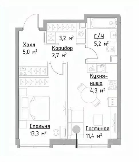 2-к кв. Москва Павелецкая Сити жилой комплекс, к13 (45.1 м) - Фото 1