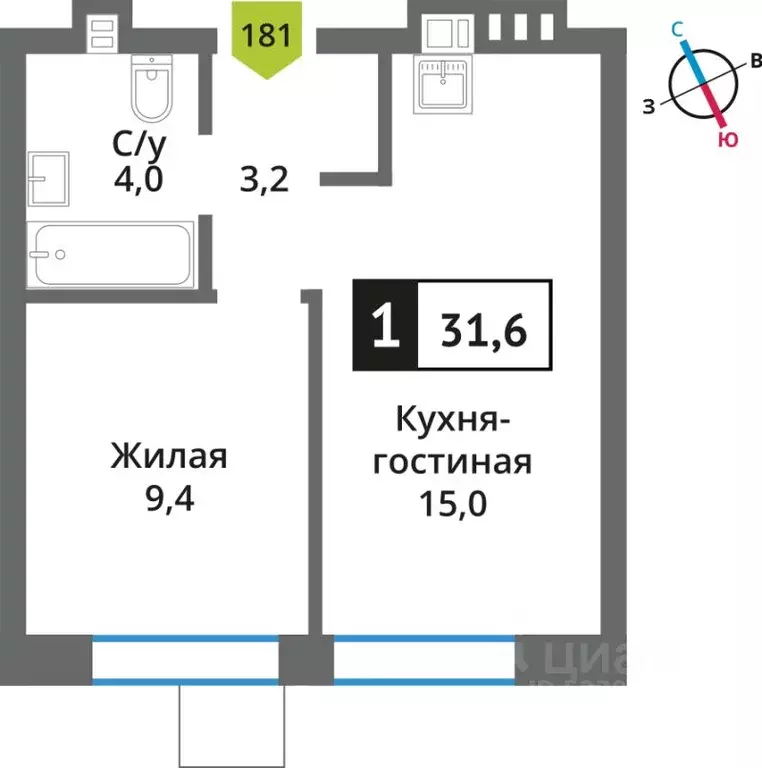 Студия Московская область, Красногорск Опалиха мкр, Никольский Квартал ... - Фото 1