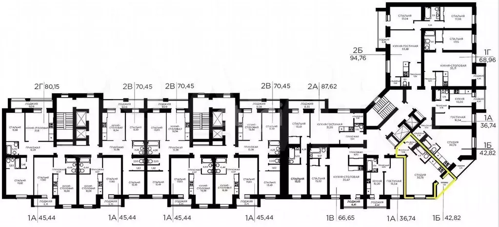 Квартира-студия, 42,8 м, 8/14 эт. - Фото 0