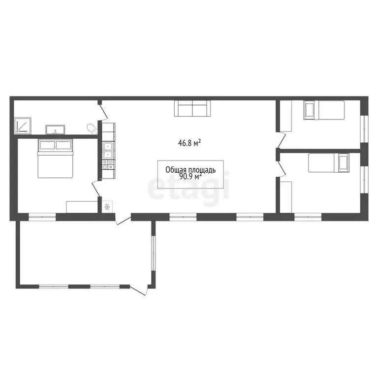 4-комнатная квартира: Верх-Тула, Садовая улица, 45 (90.9 м) - Фото 0
