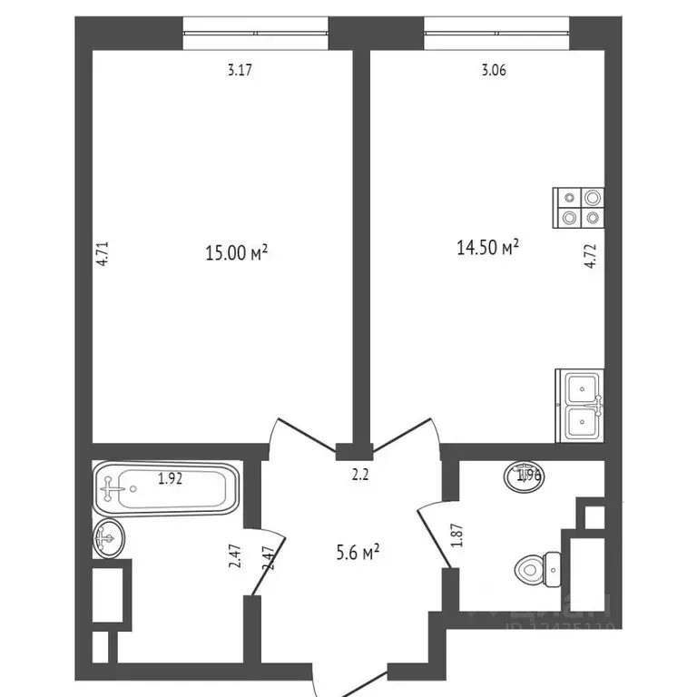 2-к кв. Москва бул. Генерала Карбышева, 11 (43.0 м) - Фото 2