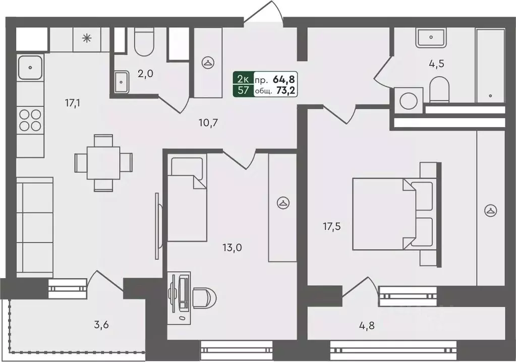 2-к кв. Курганская область, Курган Заозерный жилрайон, 6А мкр, 25/4 ... - Фото 0