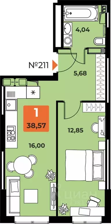 1-к кв. Самарская область, Самара просп. Карла Маркса, 231Б (38.0 м) - Фото 1