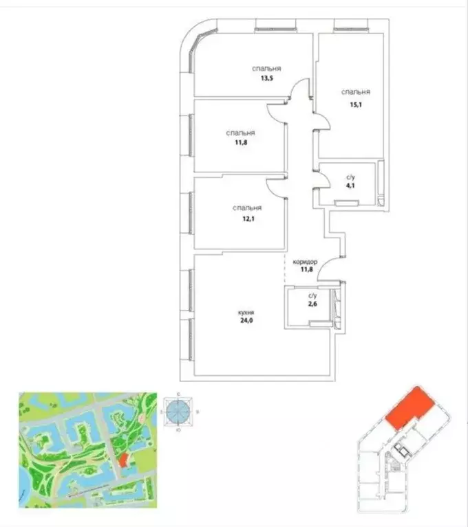 Квартира, 4 комнаты, 95.3 м - Фото 0