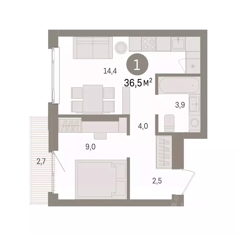 1-к кв. Свердловская область, Екатеринбург Сортировочный жилрайон, ... - Фото 1