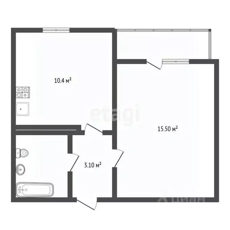 1-к кв. Воронежская область, Воронеж ул. Адмирала Чурсина, 12 (37.3 м) - Фото 1