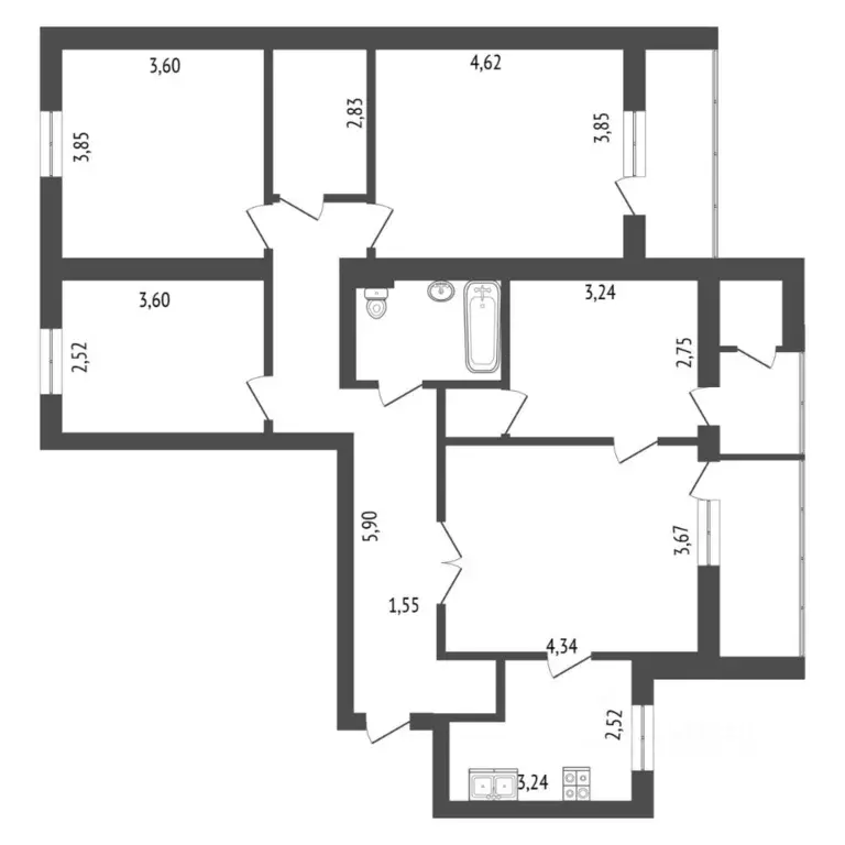 4-к кв. Тюменская область, Тюмень ул. Николая Чаплина, 123 (97.0 м) - Фото 1