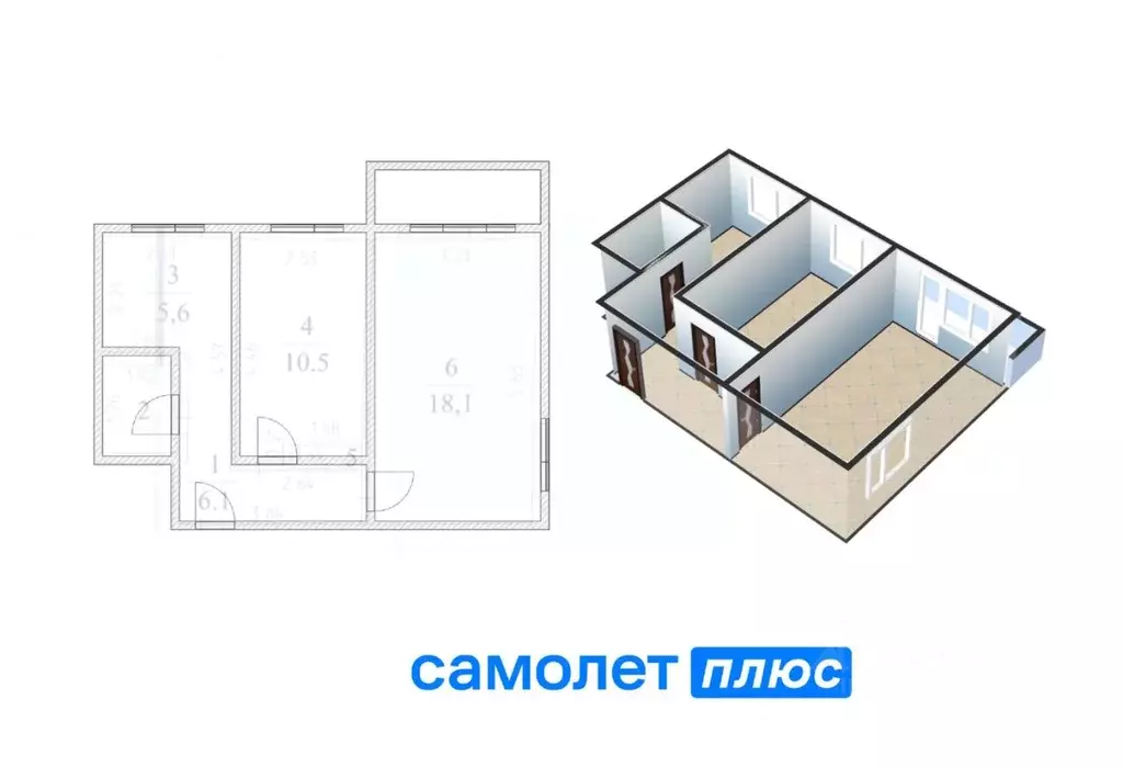 2-к кв. Кемеровская область, Кемерово ул. 50 лет Октября, 6 (43.7 м) - Фото 1