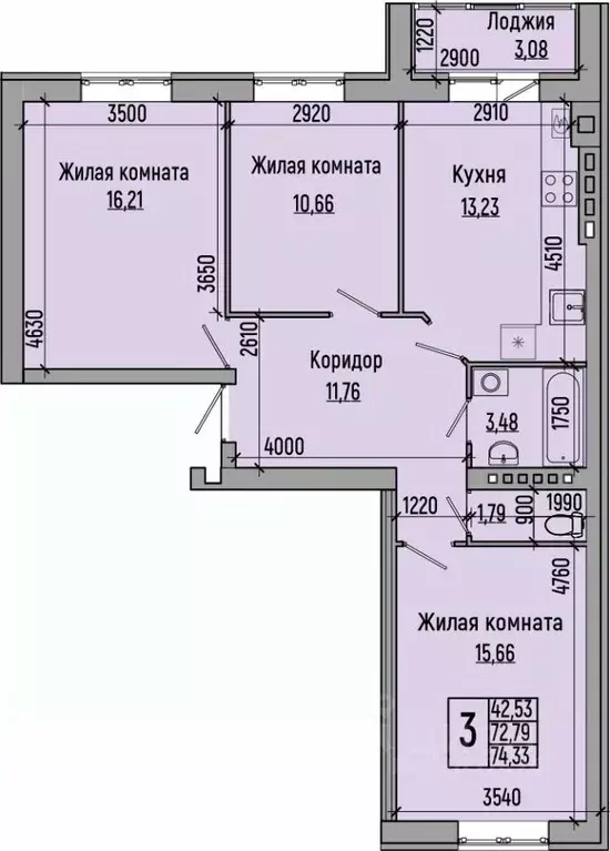 3-к кв. Волгоградская область, Волгоград ул. Иссы Плиева, 6А (74.33 м) - Фото 0